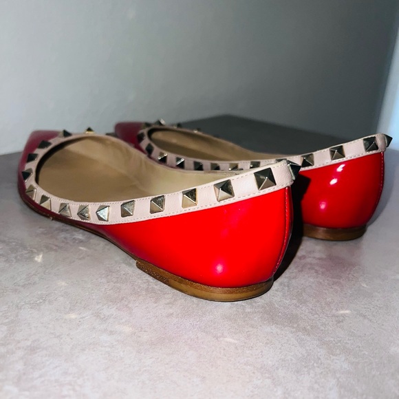 Valentino Garavani Red Rockstud Flats- Sz 37.5 - Picture 4 of 10